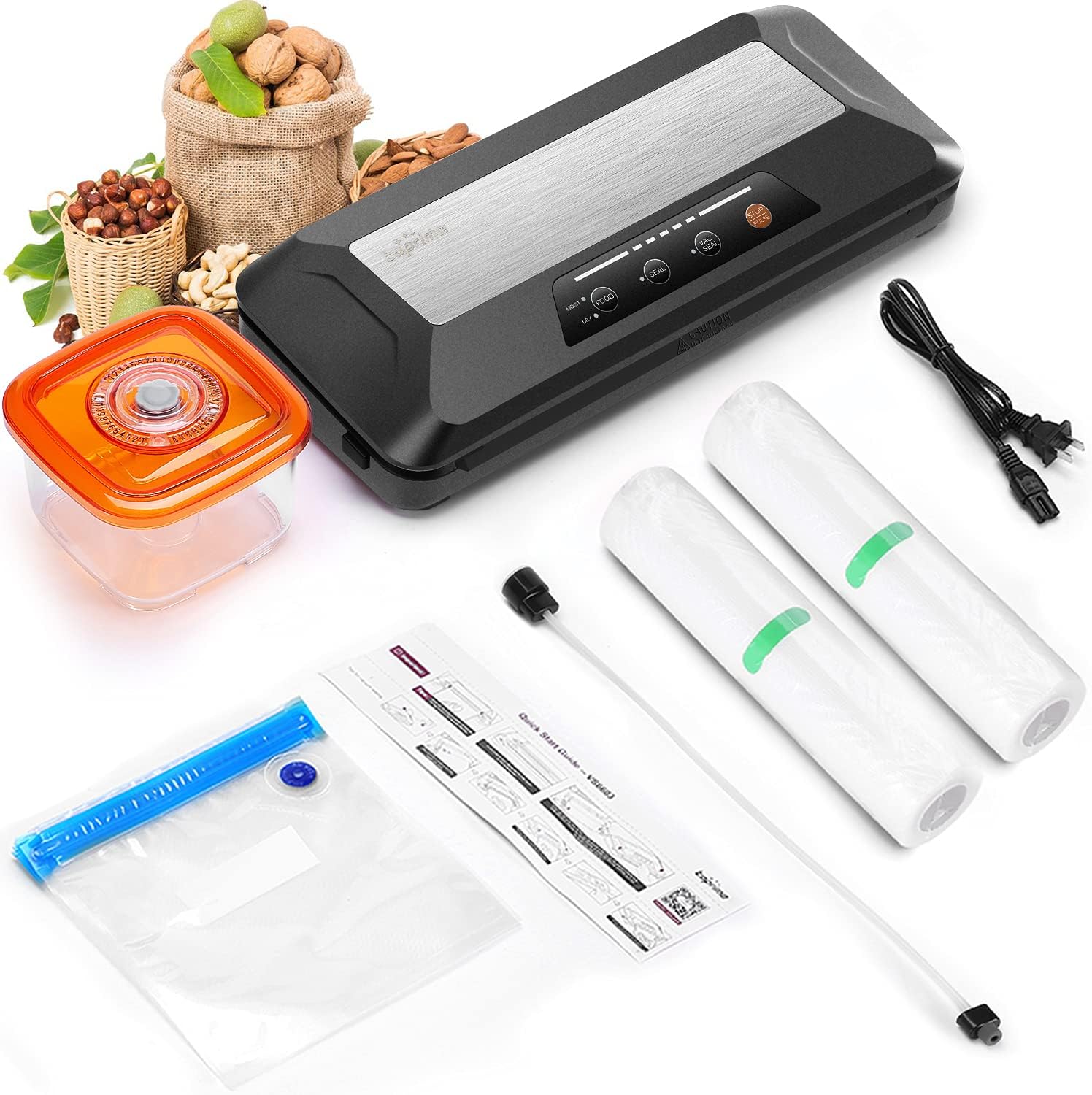 Toprime Vacuum Sealer Machine with Jar(Black)